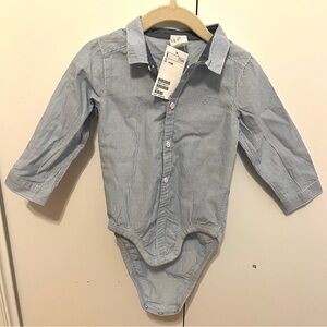 NEW WITH TAGS H&M Baby Boy Size 9-12 Months Button Down Shirt Onesie